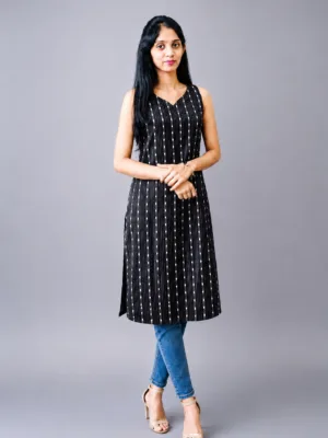 Cotton sleeveless black kurta