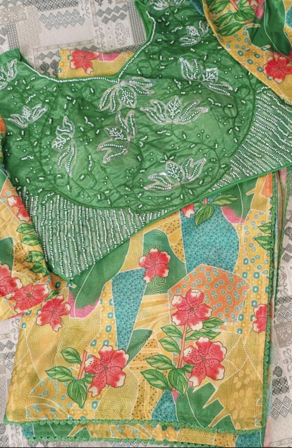 Chiffon designer saree with stitched blouse